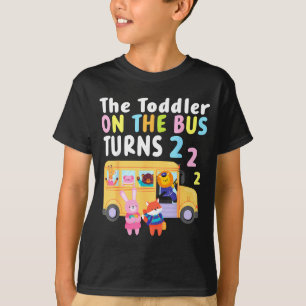 The Toddler On The Bus Turns Two Years Cute Animal T-Shirt