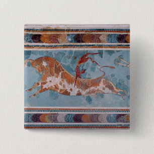 The Toreador Fresco, Knossos Palace, Crete 15 Cm Square Badge