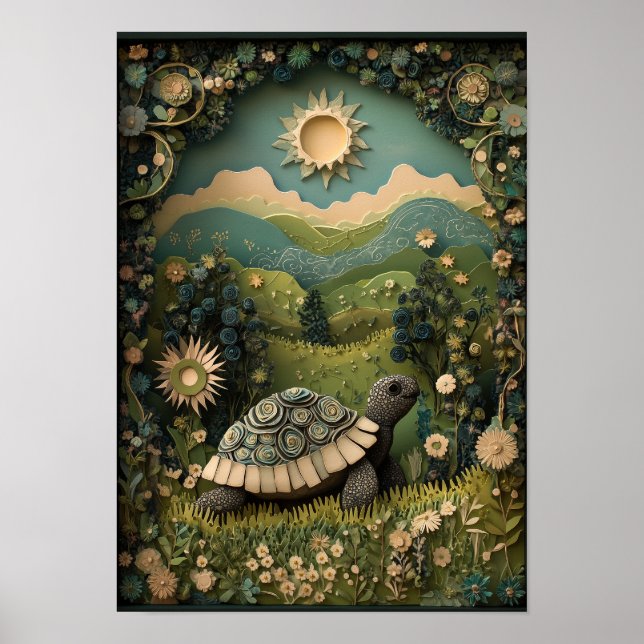 The Tortoise | Sunny Summer Forest Art Poster (Front)