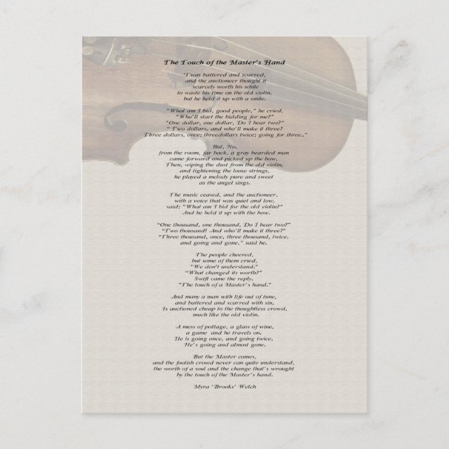 The Touch of the Master's Hand Postcard (Front)