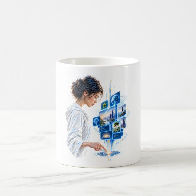 The Touch That Opens Possibility — Futuristic AI  Coffee Mug (Center)