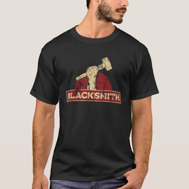The Tough Blacksmith Worker Iron Sledgehammer T-Shirt (Front)