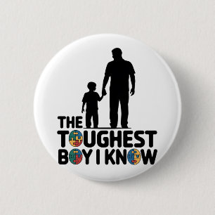 The Toughest Boy I Know Autism Fathers Day 6 Cm Round Badge