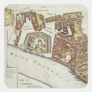 The Tower and St. Catherine's, for 'Stow's Survey Square Sticker