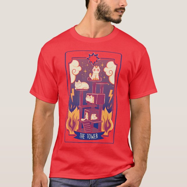 The Tower Cat Tarot by Tobe Fonseca T-Shirt (Front)