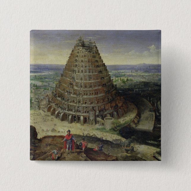 The Tower of Babel, 1594 15 Cm Square Badge (Front)