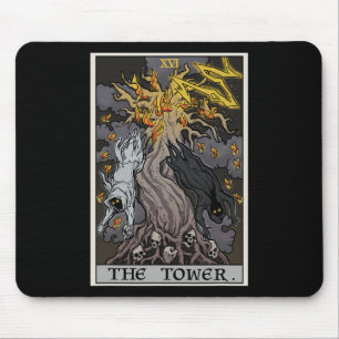 The Tower Tarot Card Halloween Tree Of Life Gothic Mouse Pad