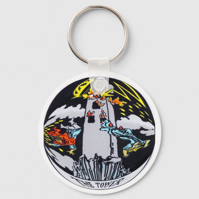 The Tower Tarot Card Key Ring (Front)
