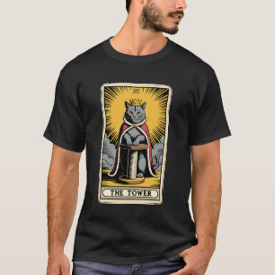 The Tower Tarot Card Mystic Cat Scratching Post Tr T-Shirt