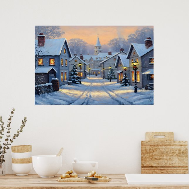 The Town In Winter Poster (Kitchen)