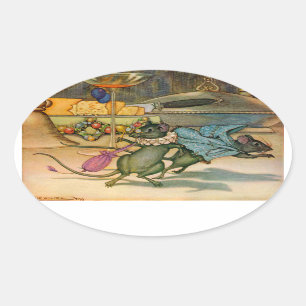 The Town Mouse and The Country Mouse Oval Sticker