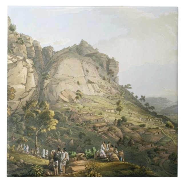 The Town of Abha in Abyssinia, engraved by J. Bluc Tile (Front)