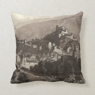 The Town of Sion Rudisuhli Antique Engraving Cushion