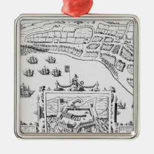 The Towne and Platforme of Fayall Metal Tree Decoration
