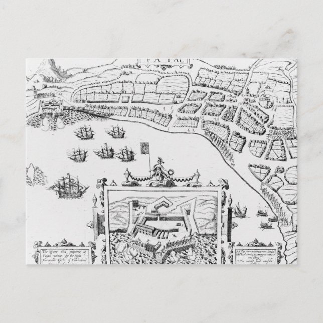 The Towne and Platforme of Fayall Postcard (Front)