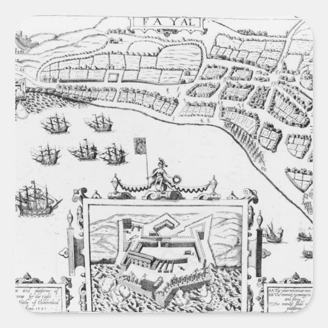 The Towne and Platforme of Fayall Square Sticker (Front)