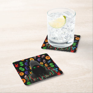 The Trader Dream Collection Candlestick Charts Square Paper Coaster