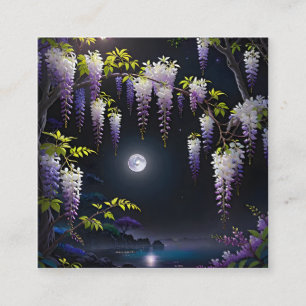 The tranquil Japanese art of Wisteria tree with bl Square Business Card