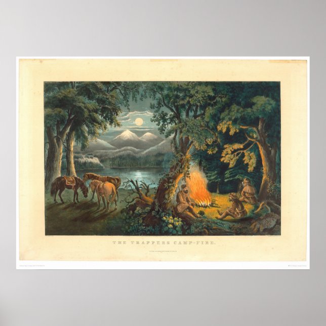 The Trapper's Camp-fire 1866 (1779A) Poster (Front)