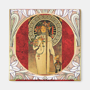 The Trappistine by Alphonse Mucha Magnet