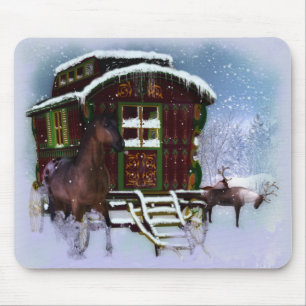 The Travellery - Winter Scenery - Horse Reindeer Mouse Pad