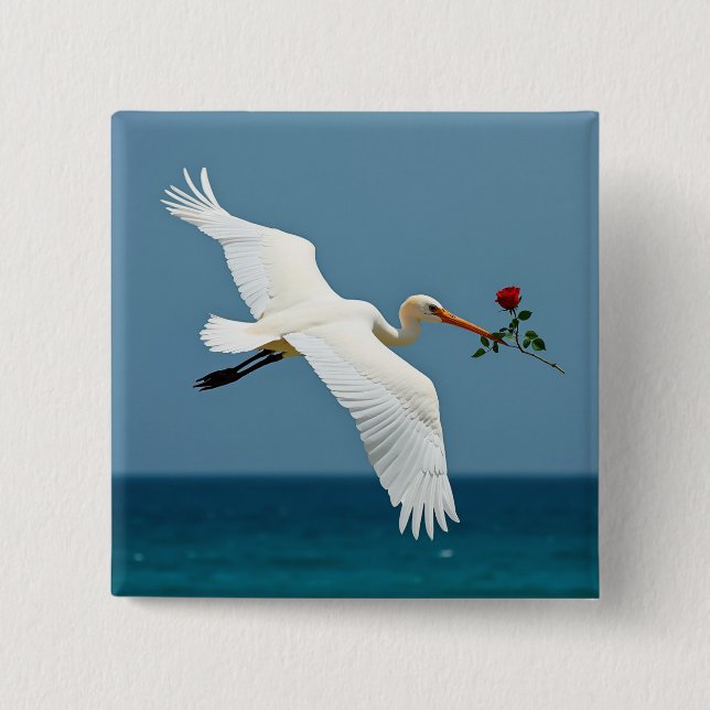 The travelling bird 15 cm square badge (Front)