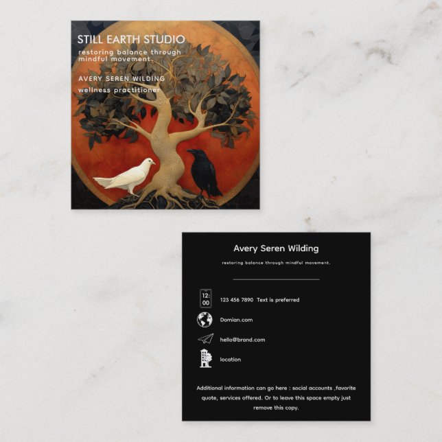 The Tree Between Worlds | Tree of Life R&B Square Business Card (Front/Back)