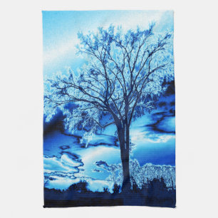 The Tree in Blue Ice Kitchen Towel