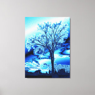 The Tree in Ice Blue on Canvas Print