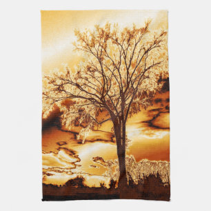 The Tree in Molten Gold Kitchen Towel