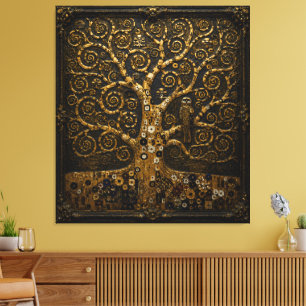 The Tree of Life Framed Relief Art Golden Owl Ed Canvas Print