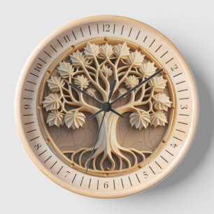 The Tree of Time A Unique and Natural Wood Carving Clock