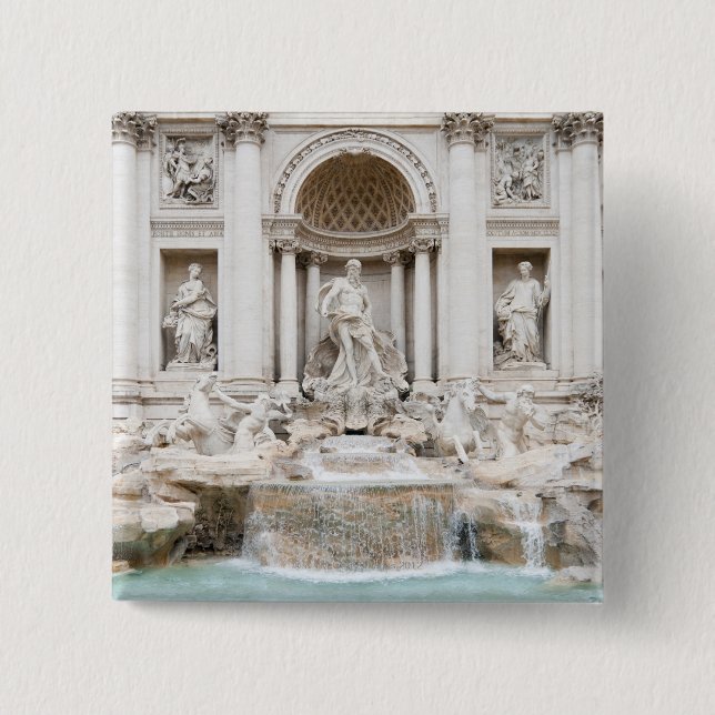 The Trevi Fountain (Italian: Fontana di Trevi) 15 Cm Square Badge (Front)