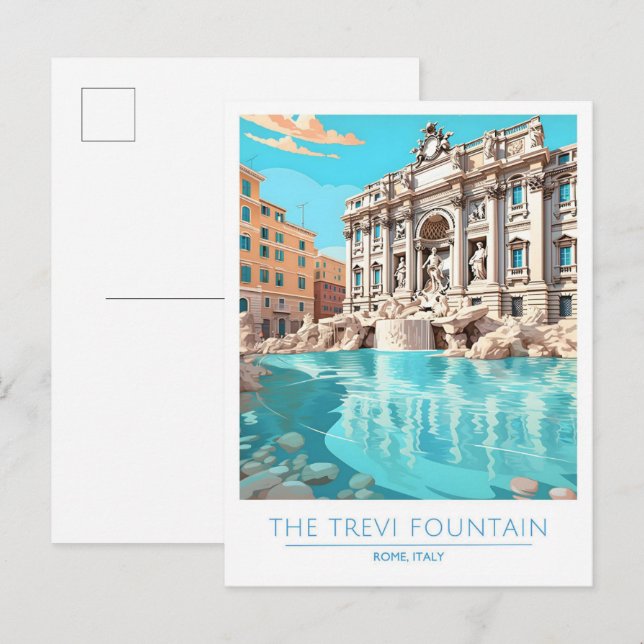 The Trevi Fountain Rome Italy Vintage Travel  Postcard (Front/Back)