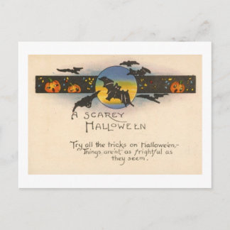 The Tricks of Halloween Vintage Postcard