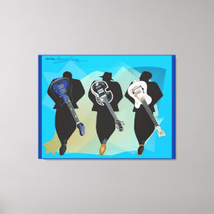 The Trio-Stretched Canvas Print-Blue Background Print