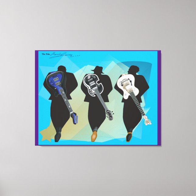 The Trio-Stretched Canvas Print-Purple Background Print (Front)