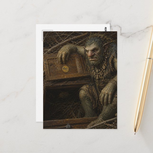 The Troll at the Doorway Postcard (Front/Back In Situ)