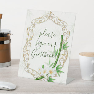 The Tropical Imperial Bamboo Garden Wedding  Pedestal Sign