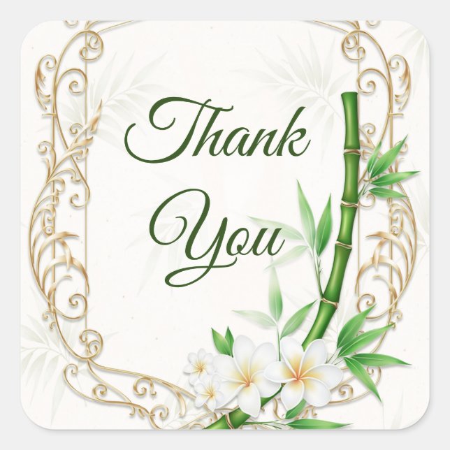 The Tropical Imperial Bamboo Garden Wedding  Square Sticker (Front)