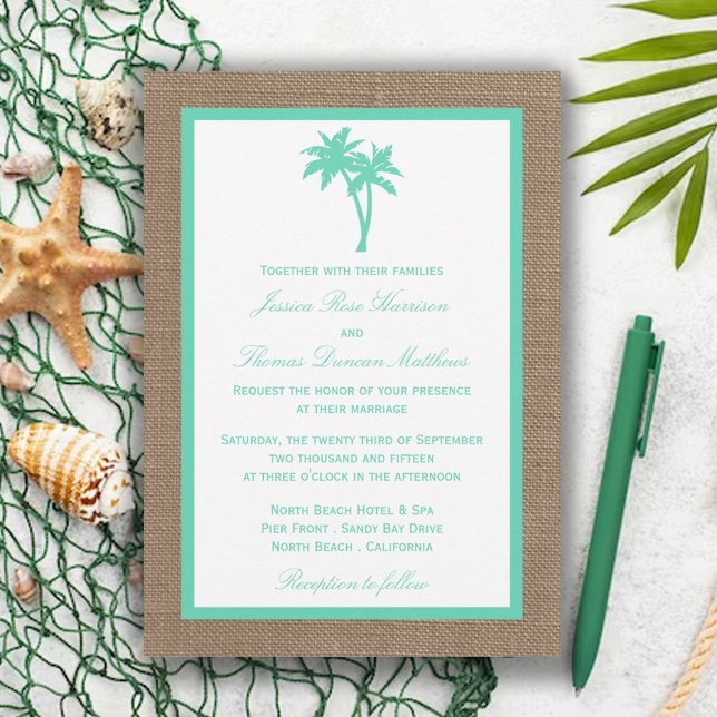 The Tropical Palm Tree Beach Wedding Collection Invitation (Creator Uploaded)
