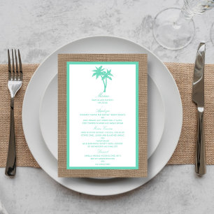The Tropical Palm Tree Beach Wedding Collection Menu