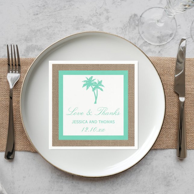 The Tropical Palm Tree Beach Wedding Collection Napkin (Creator Uploaded)