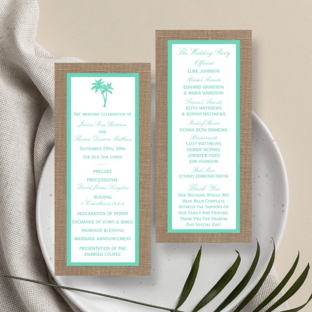 The Tropical Palm Tree Beach Wedding Collection Programme (Creator Uploaded)