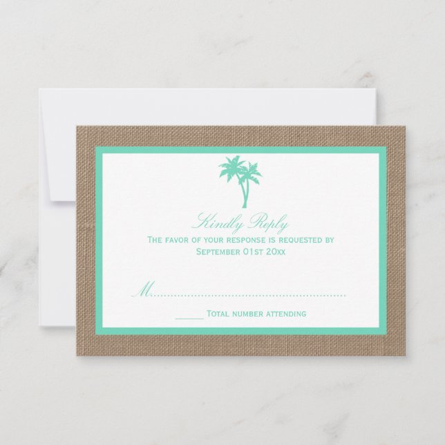 The Tropical Palm Tree Beach Wedding Collection RSVP Card (Front)