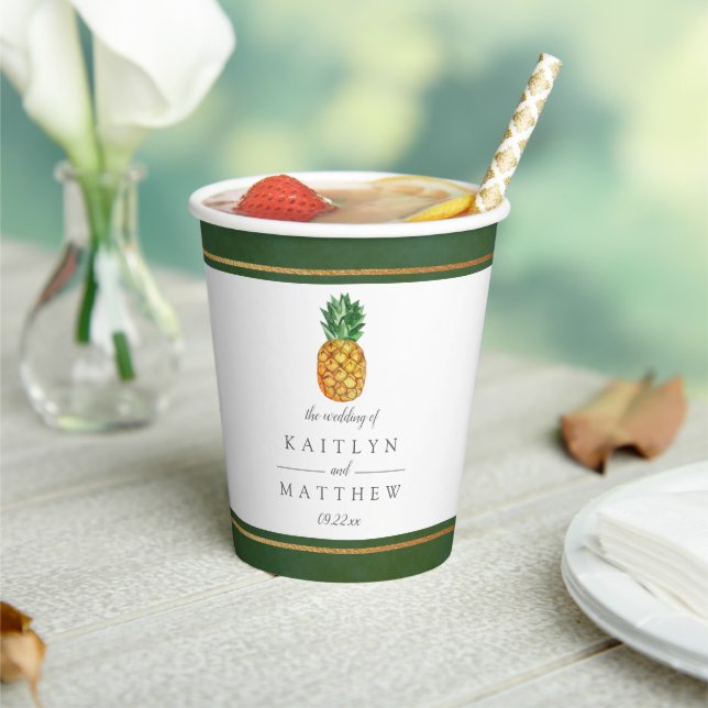 The Tropical Pineapple Wedding Collection Paper Cups (Insitu)