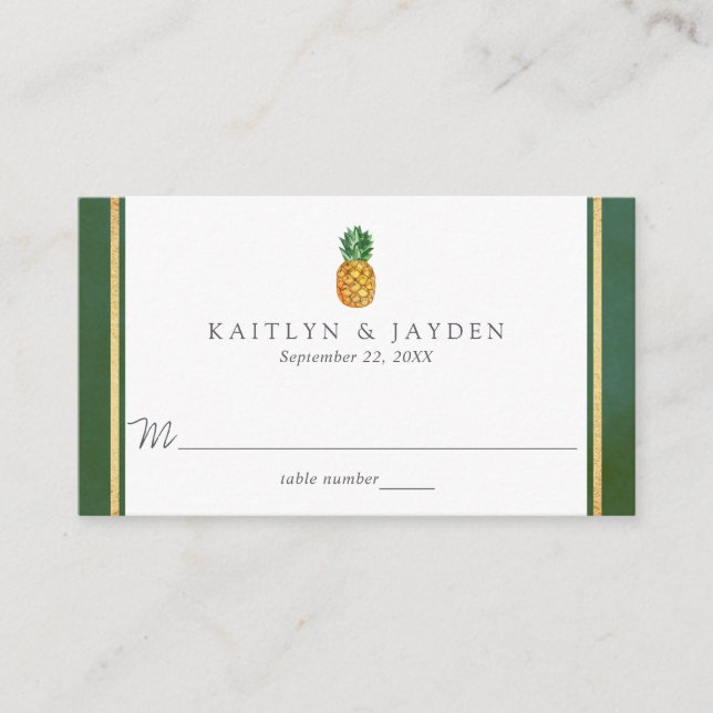 The Tropical Pineapple Wedding Collection Place Card (Front)