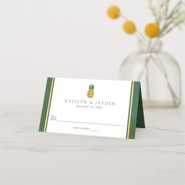 The Tropical Pineapple Wedding Collection Place Card (Front)
