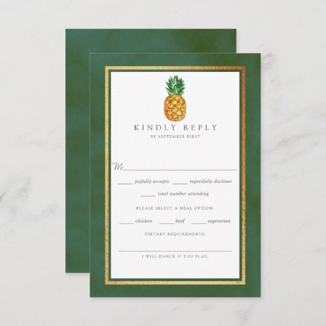 The Tropical Pineapple Wedding Collection RSVP Card (Front/Back)