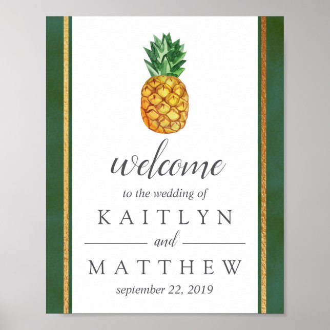 The Tropical Pineapple Wedding Collection Welcome Poster (Front)